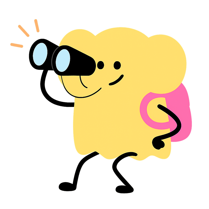 анімаційне слонення дивиться в бінокль